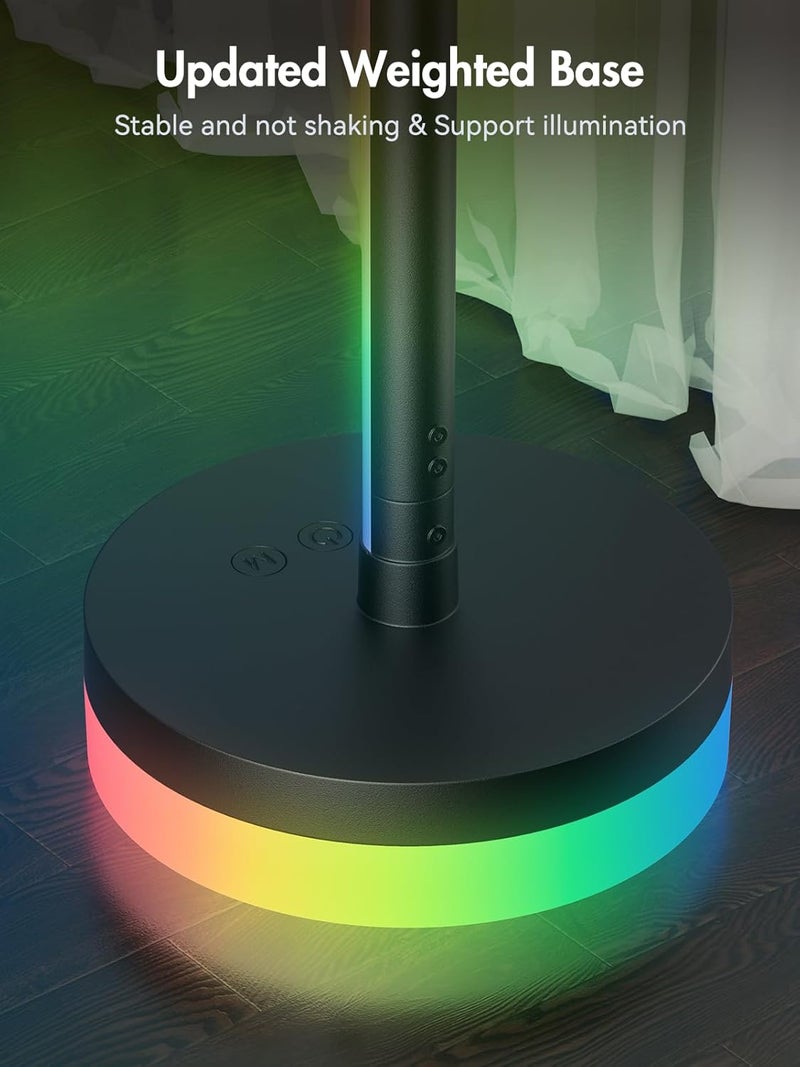 OIYN Store مصباح زاوية أرضي 2 حزمة، مصباح زاوية LED RGBICW مع 1300 لومن، مصباح أرضي حديث ذكي، تحكم عبر التطبيق والريموت، مزامنة موسيقية، مصباح قائم متغير الألوان لغرف النوم وغرف المعيشة وغرف الألعاب. - Image 4